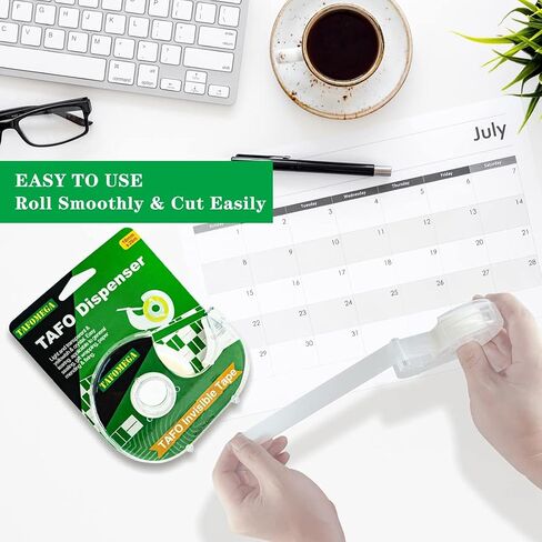 Clear Tape with Dispenser - 18 Pack Frosted Writable Invisible Tape for Home, Office, School, Gift Wrapping, Paper Repair - 7/10" x 800" in Saudi Arabia