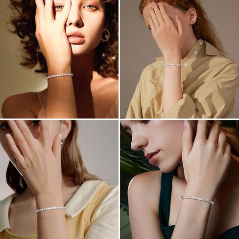 Moissanite Tennis Bracelet 2.52 Carats Moissanite Bracelets for Women Men's Bracelets 18k White Gold Plated 925 Sterling Silver Bracelet, 2mm 9inch D Color VVS1 Round Cut Lab Created Diamond Tennis Bracelet with GRA Certificate in Saudi Arabia
