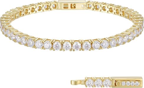 Moissanite Tennis Bracelet 2.52 Carats Moissanite Bracelets for Women Men's Bracelets 18k White Gold Plated 925 Sterling Silver Bracelet, 2mm 9inch D Color VVS1 Round Cut Lab Created Diamond Tennis Bracelet with GRA Certificate in Saudi Arabia