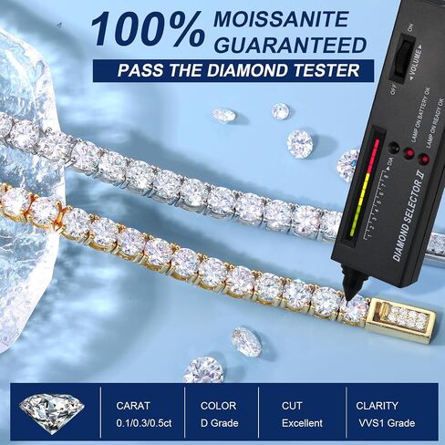 Moissanite Tennis Bracelet 2.52 Carats Moissanite Bracelets for Women Men's Bracelets 18k White Gold Plated 925 Sterling Silver Bracelet, 2mm 9inch D Color VVS1 Round Cut Lab Created Diamond Tennis Bracelet with GRA Certificate in Saudi Arabia