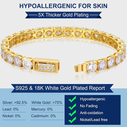 Moissanite Tennis Bracelet 2.52 Carats Moissanite Bracelets for Women Men's Bracelets 18k White Gold Plated 925 Sterling Silver Bracelet, 2mm 9inch D Color VVS1 Round Cut Lab Created Diamond Tennis Bracelet with GRA Certificate in Saudi Arabia
