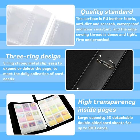 Card Binder with 9 Pockets, Trade Binder Fits 900 Cards with 50 Pages, Portable Collection Card Book, Game Sports Card with Photo Albums with Zipper for Gifts-Red in Saudi Arabia