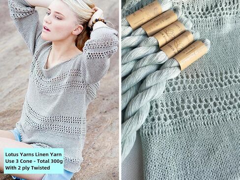 Lotus Yarns 100% Natural Linen Lace Weight Hand Knitting Crochet Yarn 100g/cone for Summer Fashion Garments Baby Clothes Soft and Cool 01 in Kuwait