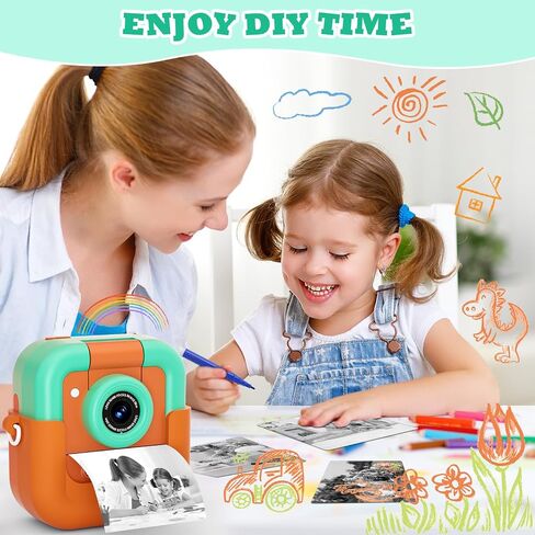 Instant Print Camera for Kids,Christmas Birthday Gifts Toy for Girls HD Video Camera for Kids，Kids Instant Print Camera Portable Toy 3 4 5 6 7 8 9 Year Old Child with 32GB Card-Pink in Saudi Arabia