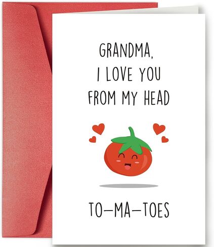 SuperShunhu Funny Birthday Card for Grandma, Tomato Pun Mothers Day Card, Mothers Day Gift from Grandchild, I Love You Card for Grandma in Kuwait