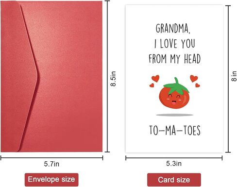 SuperShunhu Funny Birthday Card for Grandma, Tomato Pun Mothers Day Card, Mothers Day Gift from Grandchild, I Love You Card for Grandma in Kuwait
