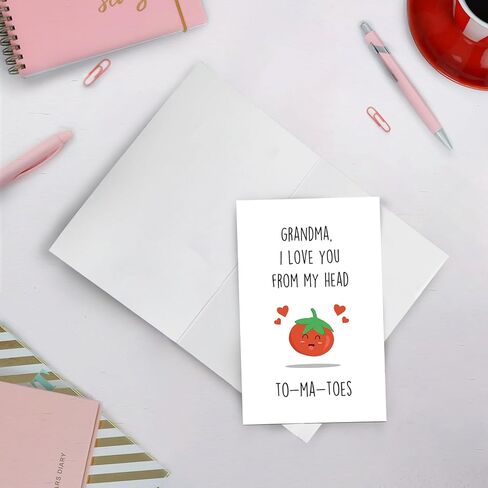 SuperShunhu Funny Birthday Card for Grandma, Tomato Pun Mothers Day Card, Mothers Day Gift from Grandchild, I Love You Card for Grandma in Kuwait