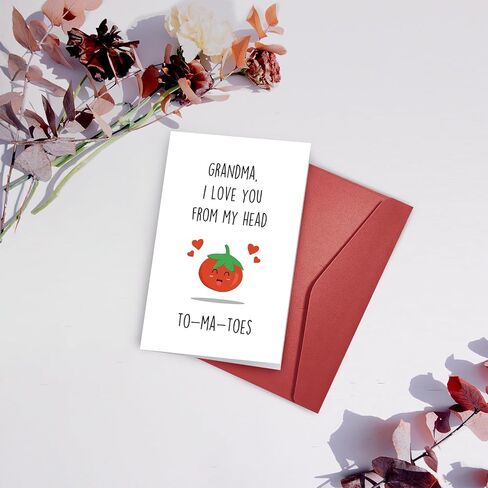 SuperShunhu Funny Birthday Card for Grandma, Tomato Pun Mothers Day Card, Mothers Day Gift from Grandchild, I Love You Card for Grandma in Kuwait