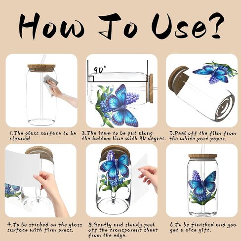DORSBABY 36 sheets UV DTF cup wraps for 16OZ, UV DTF cup wrap was made up by Butterfly, widely be used on mugs, cups, iPhone,desk surfaces and so on in Saudi Arabia
