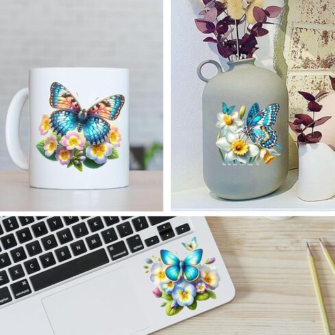 DORSBABY 36 sheets UV DTF cup wraps for 16OZ, UV DTF cup wrap was made up by Butterfly, widely be used on mugs, cups, iPhone,desk surfaces and so on in Saudi Arabia