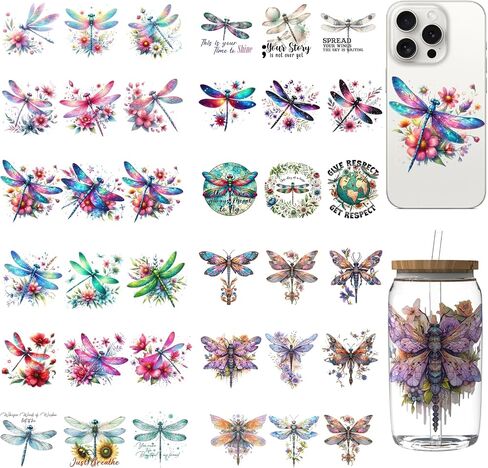 DORSBABY 36 sheets UV DTF cup wraps for 16OZ, UV DTF cup wrap was made up by Butterfly, widely be used on mugs, cups, iPhone,desk surfaces and so on in Saudi Arabia