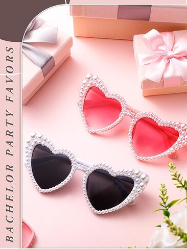 10 Pcs Bachelorette Party Sunglasses Pearl Heart Shaped Sunglasses Bridesmaid Gifts for Women Bride Wedding Party in Saudi Arabia