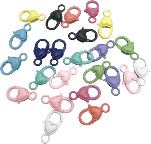 24pcs Alloy Heart Lobster Clasp 27mm Candy Color Lobster Buckle for DIY Jewelry Making Keychain Bag Hanging Accessories J092 in Kuwait