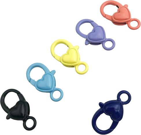 24pcs Alloy Heart Lobster Clasp 27mm Candy Color Lobster Buckle for DIY Jewelry Making Keychain Bag Hanging Accessories J092 in Kuwait
