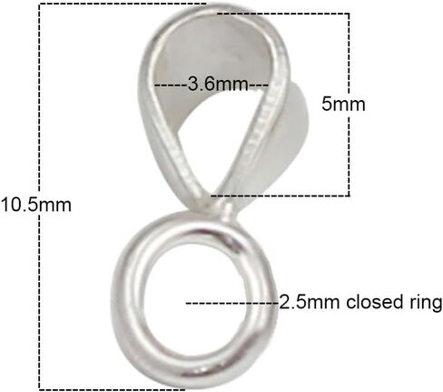 10pcs 925 sterling Silver Prendant Clasp Finding with Beach Loop Jewelry Bails for Pendants Slider Molecors for Charm Necklace Making in Kuwait