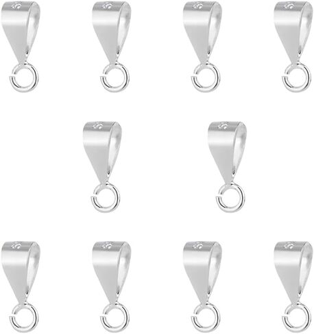 10pcs 925 sterling Silver Prendant Clasp Finding with Beach Loop Jewelry Bails for Pendants Slider Molecors for Charm Necklace Making in Kuwait
