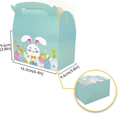PARSUP 12pcs Easter Treat Boxes Happy Easter Gift Boxes Bunny Eggs Easter Basket Containers Hollowing Rabbit Shape Candy Goodie Cookie Holder With Handle for Kids School Classroom Party Favor decor in Saudi Arabia