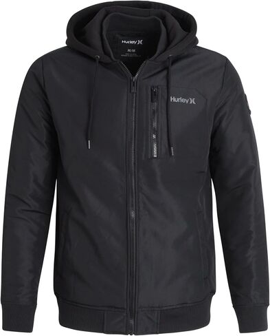 Hurley Men's Bomber Jacket - Cozy Skyler Sherpa Lined Full Zip Up Hoodie Jacket for Men - Casual Men's Jacket (S-XL) in Saudi Arabia