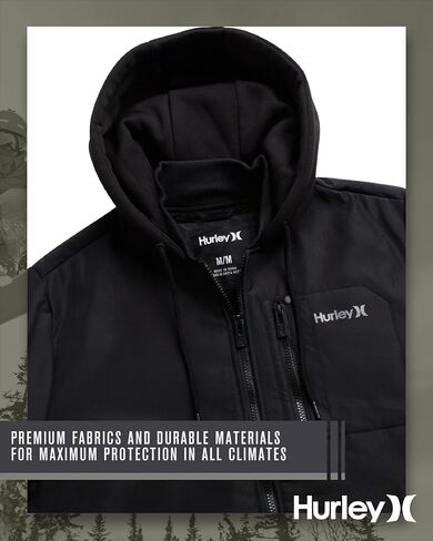 Hurley Men's Bomber Jacket - Cozy Skyler Sherpa Lined Full Zip Up Hoodie Jacket for Men - Casual Men's Jacket (S-XL) in Saudi Arabia