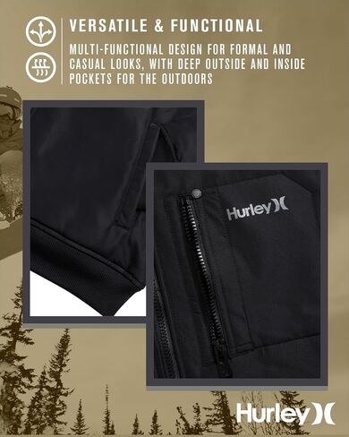 Hurley Men's Bomber Jacket - Cozy Skyler Sherpa Lined Full Zip Up Hoodie Jacket for Men - Casual Men's Jacket (S-XL) in Saudi Arabia