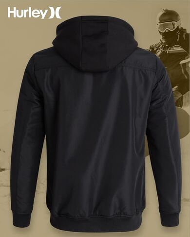 Hurley Men's Bomber Jacket - Cozy Skyler Sherpa Lined Full Zip Up Hoodie Jacket for Men - Casual Men's Jacket (S-XL) in Saudi Arabia