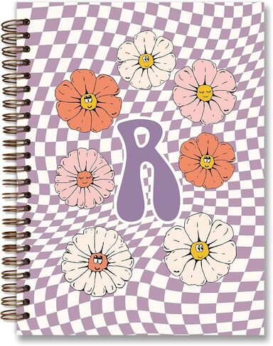 Personalized Checkered Notebook Journal for Women,Initial Letter R Notebook,Custom Personalized Gifts,Personalized Notepads,Monogrammed Gifts for Women,Hardcover Spiral Notebook 5.5 x 8.3 in Kuwait
