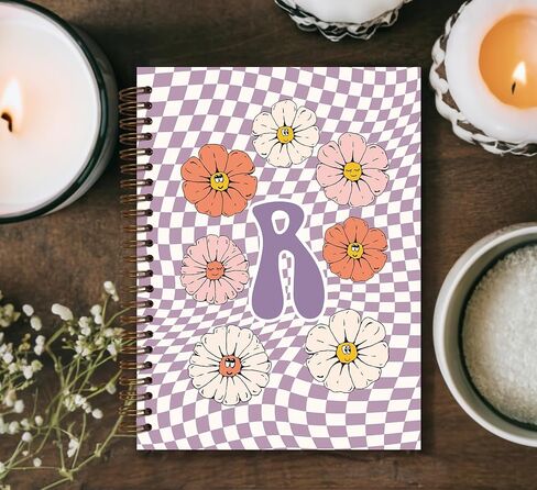 Personalized Checkered Notebook Journal for Women,Initial Letter R Notebook,Custom Personalized Gifts,Personalized Notepads,Monogrammed Gifts for Women,Hardcover Spiral Notebook 5.5 x 8.3 in Kuwait