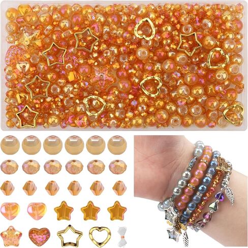 484pcs Assorted Glass Beads for Jewelry Making, 8mm 6mm 4mm Crystal Beads for Bracelet Making Kit, Star Heart Loose Spacer Beads with DIY Charms for Jewelry Making Supplies (Light Blue Grey) in Saudi Arabia