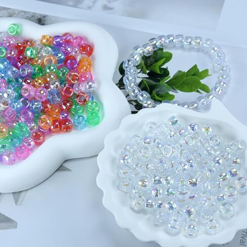 600Pcs Christmas Pony Beads(6x9mm) AB Colors with Box Packaged,Plastic Pastel Bead,Acrylic Beads for Bracelets Hair Braids Crafts DIY Projects (Christmas Red Green White) in Saudi Arabia