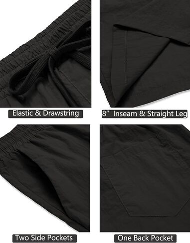 شورت كاجوال رجالي من COOFANDY مكون من قطعتين خفيف الوزن وخصر مطاطي برباط للشاطئ مع جيب in Kuwait