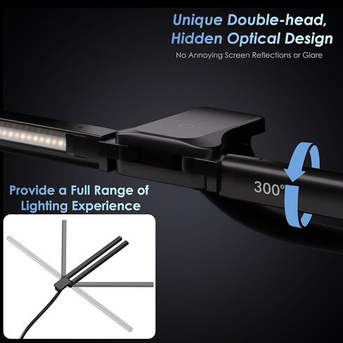 Desk Lamp with Clamp, 31.5" LED Desk Lamp for Home Office, 24W Double Head Desk Light, Dimmable & Color Temperature, Table Lamp with Remote Control, Brightest Computer Monitor Light in Saudi Arabia