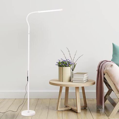 YuYue Electronic Floor Lamp,Super Bright Dimmable Led Floor Lamps for Living Room, Custom Color Temperature Standing Lamp with Remote Push Button, Adjustable Gooseneck Reading (White) in Saudi Arabia
