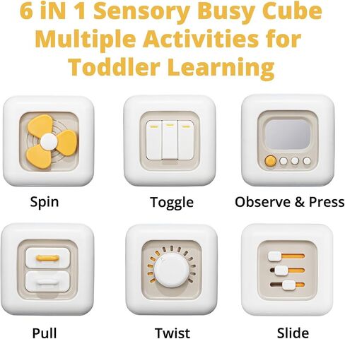 Busy Activity Cube for Fine Motor Skill Learning|Montessori Toys for 1 Year Old Boy Girl|Sensory Toys for Toddler 1-3|Travel Baby Toy for 12-18 Months|First Birthday Gift for 1 Year Old in Saudi Arabia