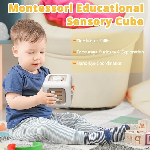 Busy Activity Cube for Fine Motor Skill Learning|Montessori Toys for 1 Year Old Boy Girl|Sensory Toys for Toddler 1-3|Travel Baby Toy for 12-18 Months|First Birthday Gift for 1 Year Old in Saudi Arabia