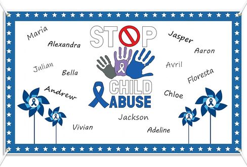 Frienda Child Abuse Awareness Poster Blue Pinwheel Abuse Prevention Autograph Poster for Students Mental Health April Child Abuse Prevention Month Charity Campaign Fundraising in Saudi Arabia