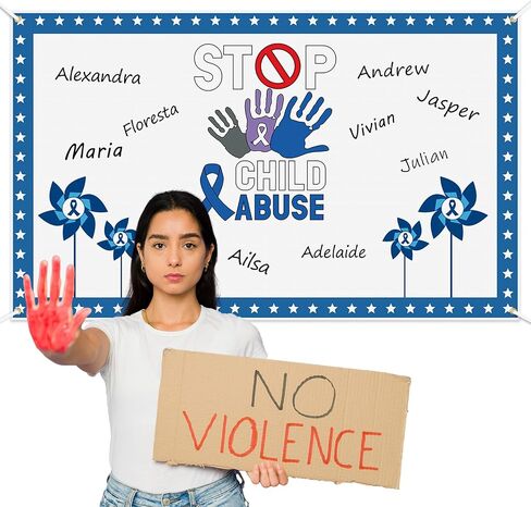 Frienda Child Abuse Awareness Poster Blue Pinwheel Abuse Prevention Autograph Poster for Students Mental Health April Child Abuse Prevention Month Charity Campaign Fundraising in Saudi Arabia