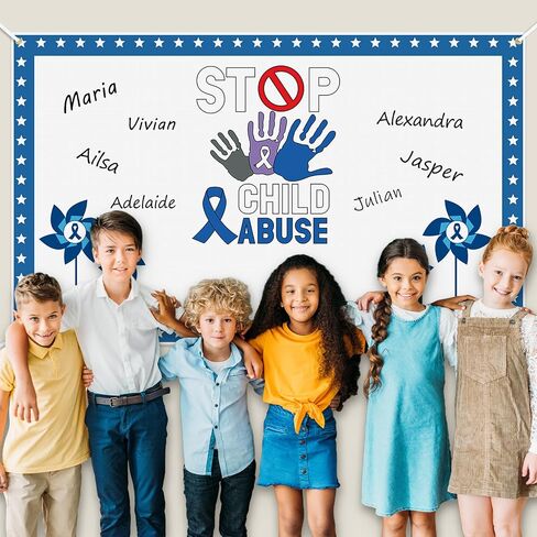 Frienda Child Abuse Awareness Poster Blue Pinwheel Abuse Prevention Autograph Poster for Students Mental Health April Child Abuse Prevention Month Charity Campaign Fundraising in Saudi Arabia