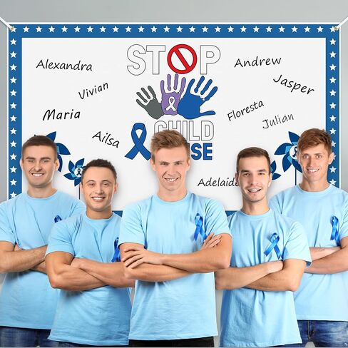 Frienda Child Abuse Awareness Poster Blue Pinwheel Abuse Prevention Autograph Poster for Students Mental Health April Child Abuse Prevention Month Charity Campaign Fundraising in Saudi Arabia
