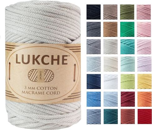 Braided Macrame Cord 3mm x 93yards (279 Feet), Cotton Macrame Cord, Colored Rope, Macrame Yarn, Colored Craft Rope for Wall Hanging, Plant Hangers, Crafts, for Knitting (White 3mm) 1 in Kuwait