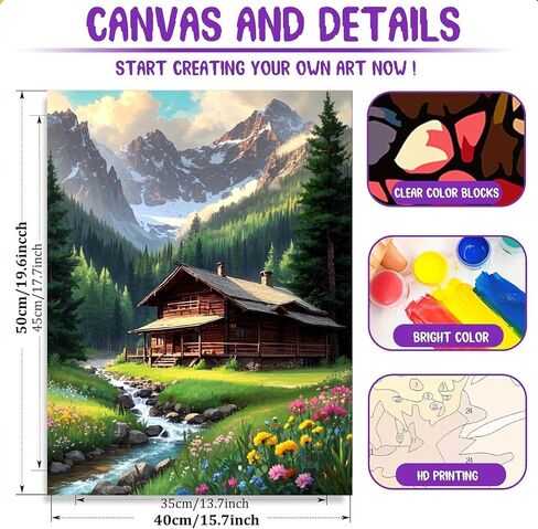 Fotasmua Paint by Numbers Kit for Adults, Acrylic Easy Book Paint by Numbers for Adults Beginner, DIY Painting by Number on Canvas Home Wall Decor 16"W x 20"L in Kuwait