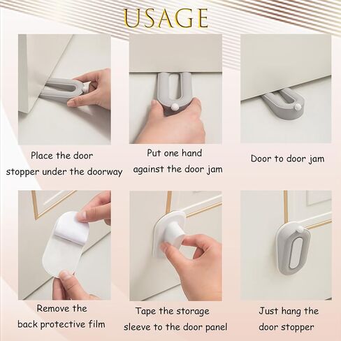 2Pack Cute Door Stoppers, Silicone Door Stoppers with Holder Door Stop Wedges Pertains for Carpet Bottom of On Tile Concrete Carpet Wooden Floor(Grey) in Saudi Arabia