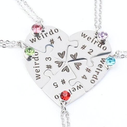 Heart Bff Necklace for 3,Best Friend Necklaces Set of 4,Weirdo 1 Weirdo 2 Weirdo 3 Weirdo 4 Necklace, Stainless Steel Sister Friendship Jewelry in Saudi Arabia