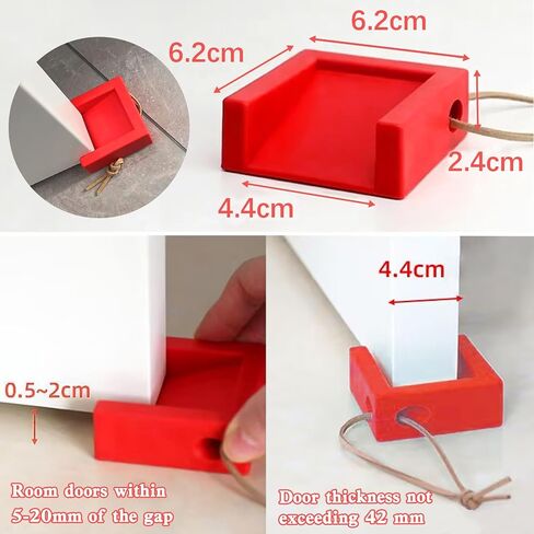 Door Stopper, Shock Absorbent Block Door Stop Wedge, Home Office Door Anti-Collision Non Slip Doorstop for Most Floor Types and Carpet Heavy Duty Door(Red in Kuwait