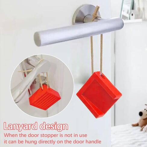 Door Stopper, Shock Absorbent Block Door Stop Wedge, Home Office Door Anti-Collision Non Slip Doorstop for Most Floor Types and Carpet Heavy Duty Door(Red in Kuwait