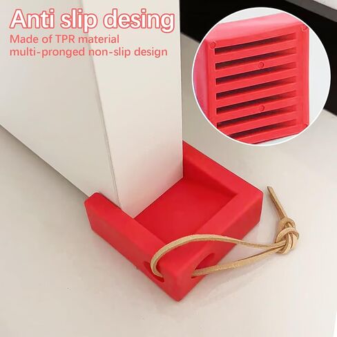 Door Stopper, Shock Absorbent Block Door Stop Wedge, Home Office Door Anti-Collision Non Slip Doorstop for Most Floor Types and Carpet Heavy Duty Door(Red in Kuwait