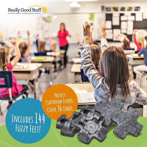 Really Good Stuff Fuzzy Feet Chair Glides - Set of 24 - Chair Leg Floor Protectors for Classroom Use in Saudi Arabia