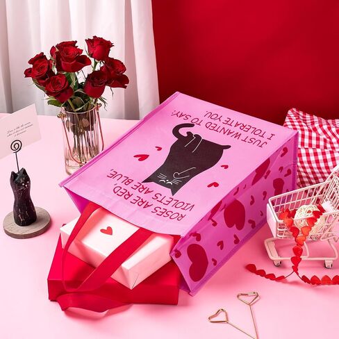 WRAPAHOLIC Medium Reusable Gift Bag with Handles - 10 x 5.5 x 13 inch - Funny Cat, I Tolerate You, Perfect for Anniversary in Kuwait