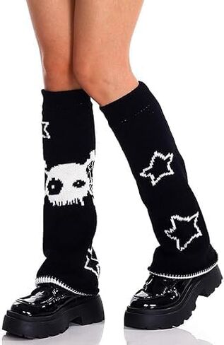 CanB Y2k Leg Warmers Halloween Leg Warmers Spider Knit Socks Cosplay Leg Cover Stockings Two Side Wear Gothic Leg Warmers in Kuwait