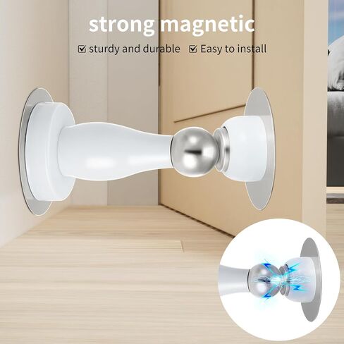 Magnetic Door Stop, Stainless Steel Door Stop, Suitable for Wall and Floor mounting, Door Retainer, Double Sided Adhesive Tape, no Drilling Required（Silver-1pack） in Saudi Arabia