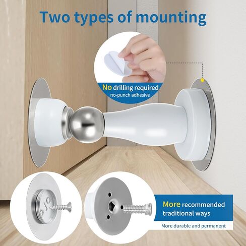 Magnetic Door Stop, Stainless Steel Door Stop, Suitable for Wall and Floor mounting, Door Retainer, Double Sided Adhesive Tape, no Drilling Required（Silver-1pack） in Saudi Arabia